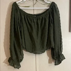 She sky Swiss dot cold shoulder top crop medium thumbnail 1