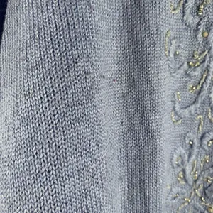 Vintage 90s Jaclyn Smith M Sweater Beaded Embroidery Mock Neck Periwinkle Blue thumbnail 5