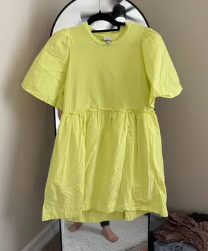 A new day Yellow Puff Sleeve Babydoll Dress thumbnail 1