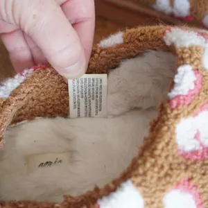 Aerie Size 10 Sherpa Mule Slippers Leopard Heart Print Tan Pink Loungewear Cozy thumbnail 5
