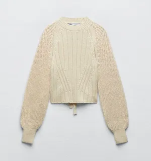 ZARA Open Back Knit Sweater Top thumbnail 7
