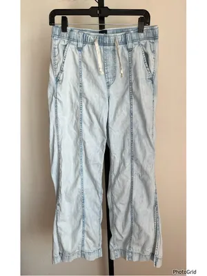 GAP Denim Easy Wide Leg Pant Drawstring Small thumbnail 2