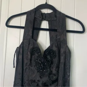 Vintage‎ Gunne Sax black brocade mermaids embellished beaded maxi gown size 7 thumbnail 3