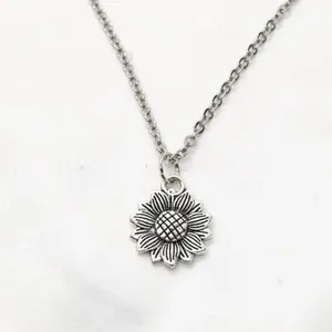 Sunflower Pendant Necklace Silver thumbnail 4