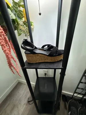 Gianni Bini Black Suede Cork Wedge Sandals with Crossover Straps thumbnail 5