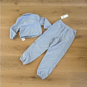 Alo Yoga Polar Fleece Retreat Cropped jacket & Joggers Size XS Winter Frost Blue thumbnail 5