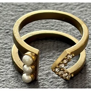 SILPADA “Dotted Pearl” Open Cuff Ring - KRR0124 - Crystal/Brass/Pearl - NWT thumbnail 7