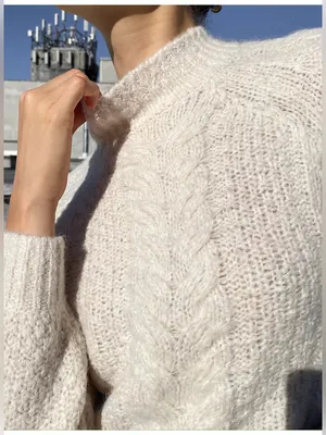 Aritzia Sunday Best Melly Alpaca Wool Cable Knit Sweater – Heather Oatmeal – S thumbnail 5