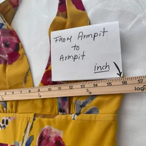 Adrianna Papell Size-10 Women's Midi Dress Halter‎ Yellow Floral Silk $160 thumbnail 4