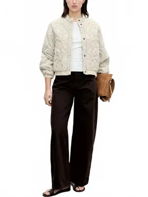 Mango Floral-Embroidered Padded Jacket NWT Grey XL thumbnail 8