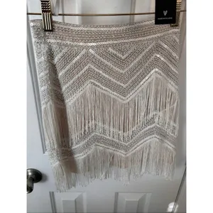 Lulus Soiree of the Decade White Sequin Fringe Two-Piece Mini Dress size XS Coac thumbnail 8
