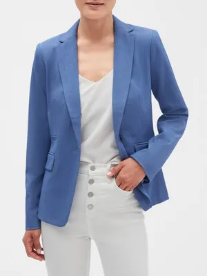 NWT Banana Republic Size 10 Blue One-Button Chambray Blazer Jacket NEW thumbnail 1