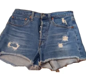 Levis premium 501 button fly distressed shorts size 26 thumbnail 1