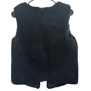 Madewell Black Faux Shearling Sherpa Vest Small Apres Ski Boho Cozycore Hygge‎ thumbnail 2