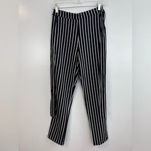 NWT Have Los Angles Black & White Striped Belted Lightweight Pull on Pants Small thumbnail 7