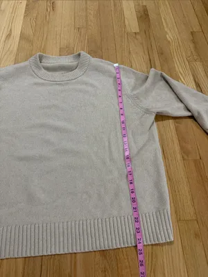 Jenni Kayne Tan Cotton Cashmere Crewneck Sweater Sz L thumbnail 4