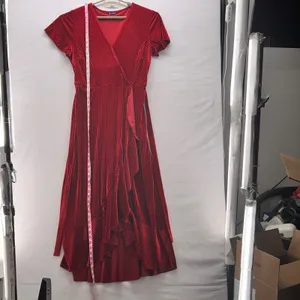 Velvet Wrap‎ Dress Red Large thumbnail 11