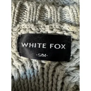 White Fox Oversized Cable Knit Sweater Gray/Cream Slouchy Cozy Fit Size S/M thumbnail 5
