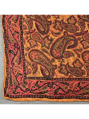 Vintage Paisley Patterned Silk Square Scarf with Orange and Red Tones Bohemian thumbnail 5