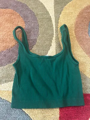 ZARA Dark Green Ribbed Seamless Very Short Crop Tank Top Size XS / S Women thumbnail 2