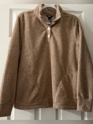 NWT Eddie Bauer Sherpa Henley Pullover Fleece Large Beige Cozy Sweater thumbnail 1