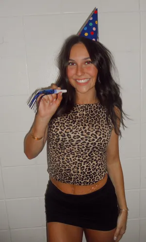 cheetah top double lined thick strap tank top thumbnail 1