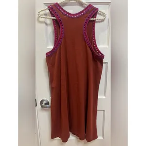 Natural Life Crochet Trim Racerback Boho Dress Rust Orange Size Medium thumbnail 2