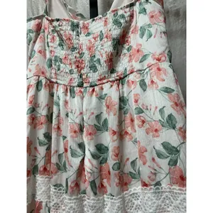 Altar'd State Alyseia Floral Maxi Dress Large Pink Green Lace Trim NWT thumbnail 4