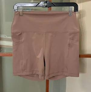 Yogalicious Tan Stretchy Wide Band High Waisted Bike Shorts Size XL Activewear thumbnail 1
