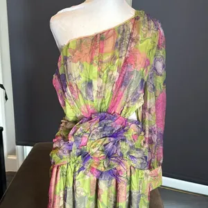 Women’s Floral One Shoulder Lightweight Summer Dress Leg Slit Cut Outs Size M thumbnail 2