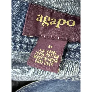 Vintage Agapo Red Bandanna Cropped Denim Overalls Womens Medium thumbnail 2