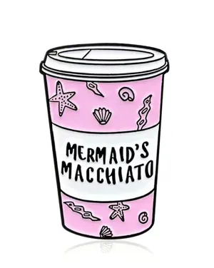 Mermaid’s Macchiato Enamel Pin Pink Coffee Cup Ocean Theme NWT thumbnail 1