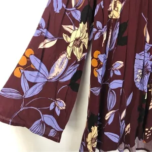Free People Bella Purple‎ Floral Long Sleeve Tunic S thumbnail 5