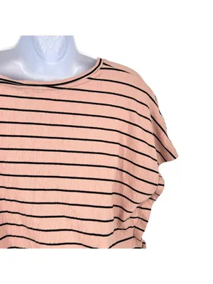 Lucky Brand Striped Short Sleeve Top With Side Ties Pink Size Medium Boho Chic thumbnail 3