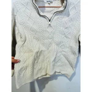 SPLENDID Off-White Wool Blend Quarter Zip Long Sleeve Dakota Half Zip Sweater S thumbnail 7