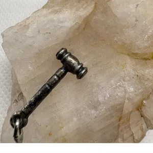 Vintage Silver Tone Gavel Charm‎ Judicial Hammer Law Lawyer Pendant 1.38g thumbnail 3