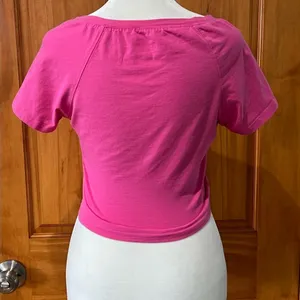 Dazy Women's Pink Button Up Cropped Shirt Size XL thumbnail 2