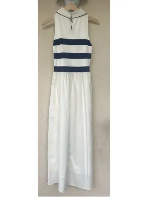 Tuckernuck Ivory Stripe Marina Midi Dress Small Collared Coastal Nautical Prep thumbnail 7