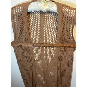 Serendipity by Victoria XL Brown Crochet Long Duster Vest Boho Festival Cardigan thumbnail 5