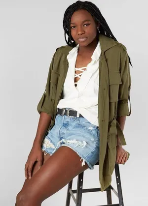 NWT GILDED INTENT Twill Military Jacket thumbnail 1