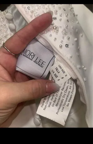 Mori Lee size 6 wedding dress - ball gown style - strapless- pearls/rhinestones thumbnail 8