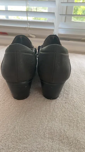 slip on shoes side zip 2” block heel buckle embellishment size 8 thumbnail 3