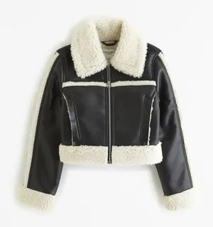 Abercrombie Cropped Vegan Leather Sherpa Jacket thumbnail 2