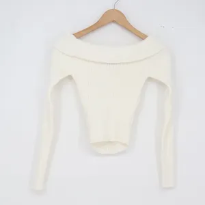 Edikted Top Womens S Off The Shoulder Ribbed Knit Cream Long Sleeve Excellent thumbnail 5