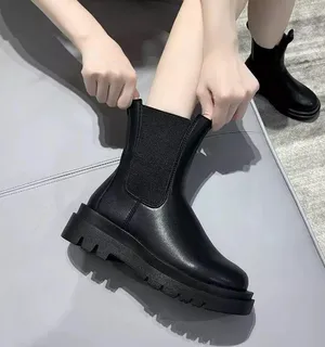 Nwot women boots rain black platform shoes winter warm ankle 6 no box thumbnail 5