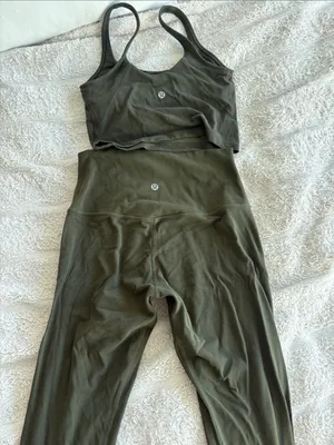 Lululemon olive green align set top size 2 leggings size 6 thumbnail 5
