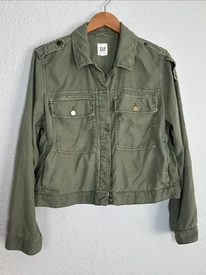 NEW Gap Tencel Icon Military Utility Jacket Olive Green Pockets Size XL thumbnail 2