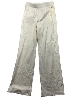 Old Navy Lounge Pants Women Size M Tall Ribbed Wide Leg Cream EUC Pockets thumbnail 1