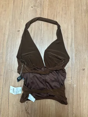 Windsor Twist The Night Halter Crop Top Brown thumbnail 4