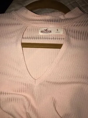 light pink long sleeve chest cut out shirt thumbnail 1
